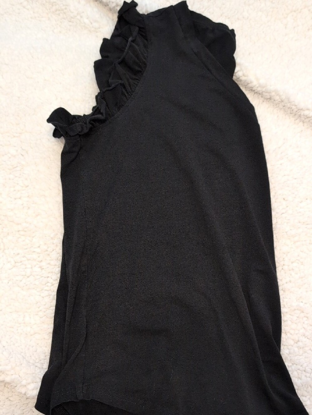 Women's Black Ruffle Sleeve Top - Picture 3 of 3